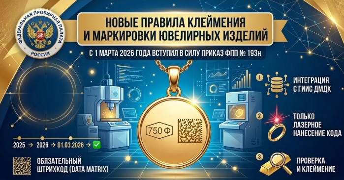 С 1 марта 2026 года вступили в силу новые правила клеймения и физической маркировки ювелирных изделий