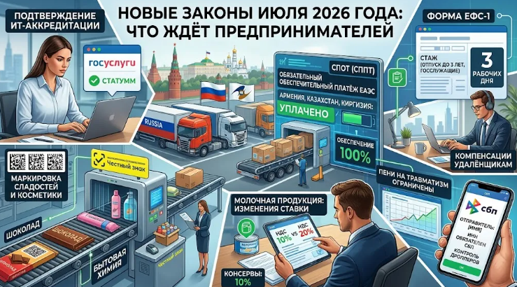Новые законы июля 2026 года: что ждёт российский бизнес