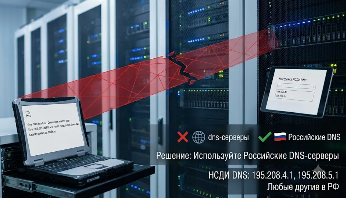 Рекомендация пользователям ГИИС ДМДК в связи с нестабильной работой зарубежных DNS-серверов