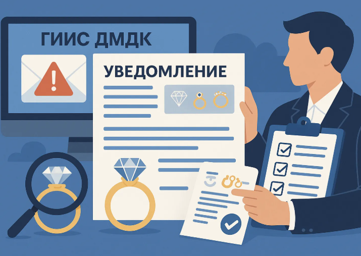 Субъекты спецучета получили уведомление от Федеральной пробирной палаты в ГИИС ДМДК о необходимости сверки данных