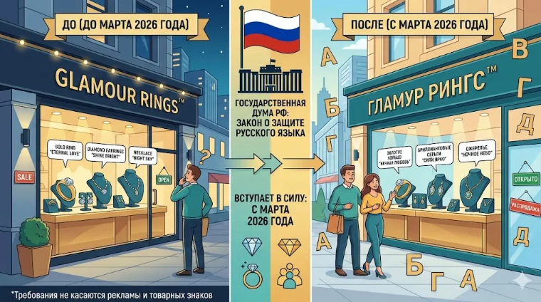 Как новый закон о защите русского языка изменит ювелирные коллекции и вывески с марта 2026 года