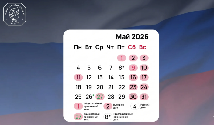 Внимание: изменения в графике работы Федеральной пробирной палаты на май 2026 года