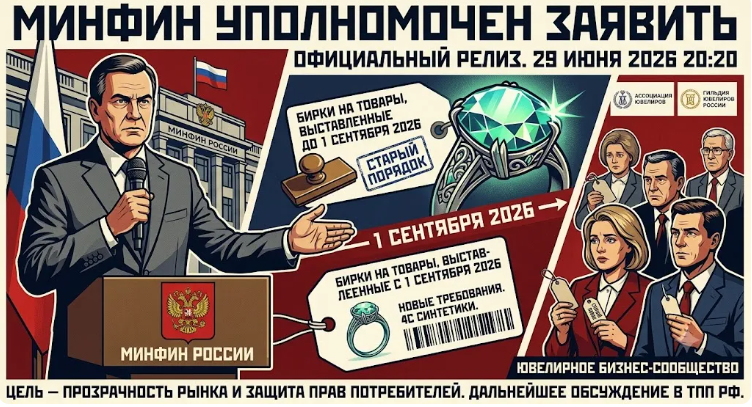 Минфин России подготовит разъяснения к маркировке для продавцов ювелирных изделий с синтетическими камнями
