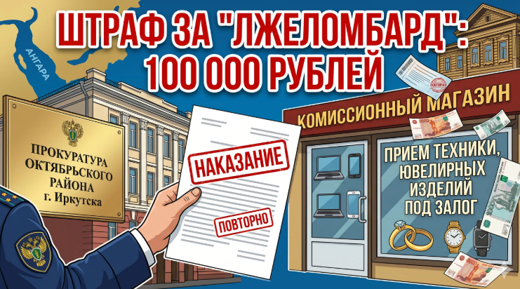 В Иркутске предприниматель оштрафован на 100 тысяч рублей за работу «лжеломбарда»