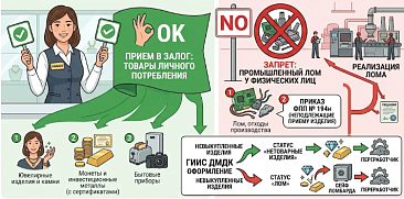 Федеральная пробирная палата разъяснила правила приема лома драгоценных металлов в ломбардах