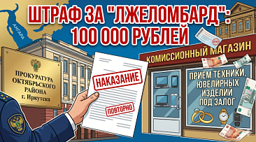 В Иркутске предприниматель оштрафован на 100 тысяч рублей за работу «лжеломбарда»