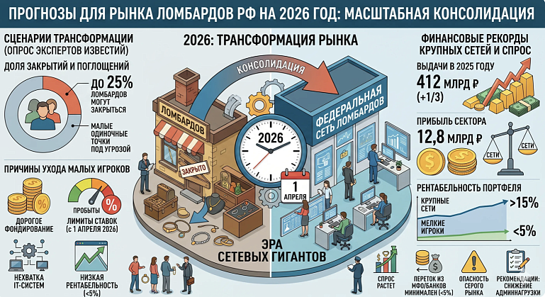 Консолидация или точечные потери: что ждет рынок ломбардов в 2026 году